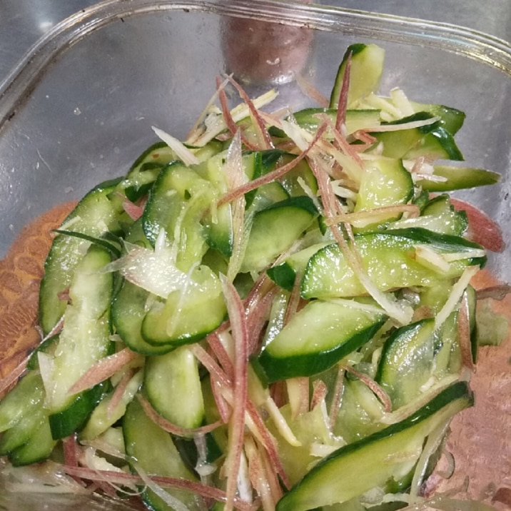 サッパリ爽やか★きゅうりと香味野菜のゴマ油和え